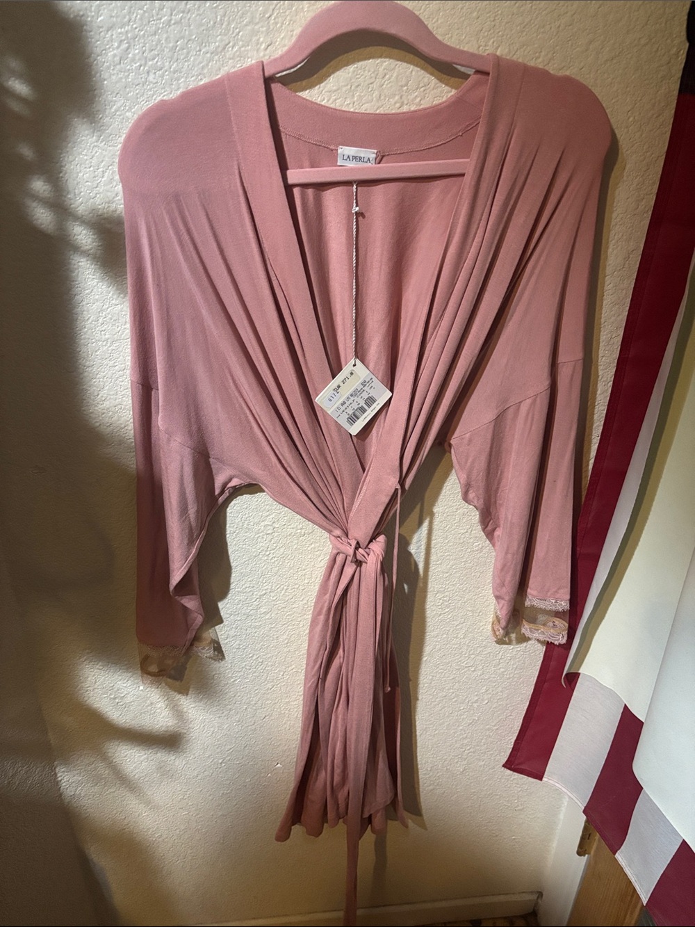 La Perla Rose Pink Tie-Front Lounge Robe